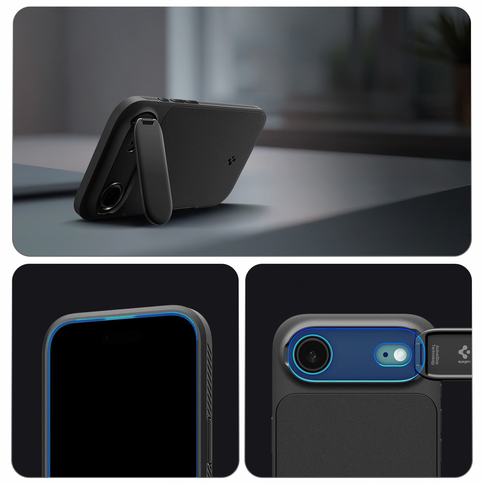 Handyhülle für iPhone Air, Spigen Optik Armor Mag mit MagSafe, Schwarz