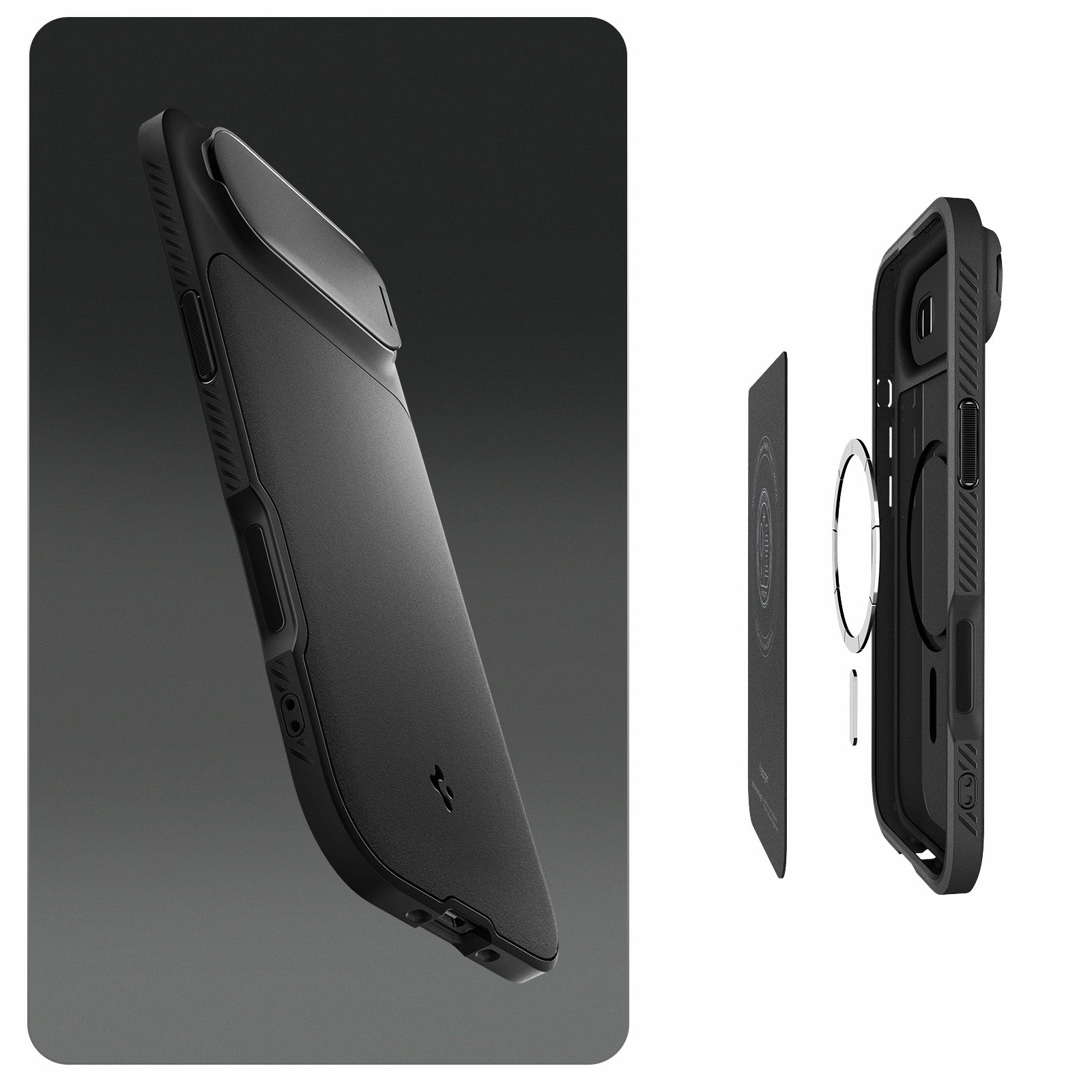 Handyhülle für iPhone Air, Spigen Optik Armor Mag mit MagSafe, Schwarz