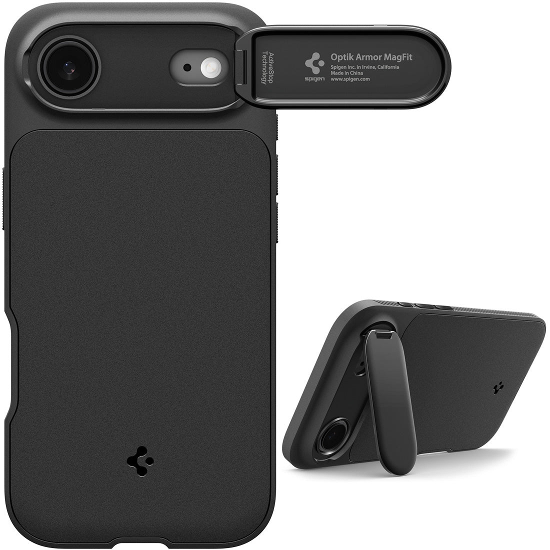 Handyhülle für iPhone Air, Spigen Optik Armor Mag mit MagSafe, Schwarz