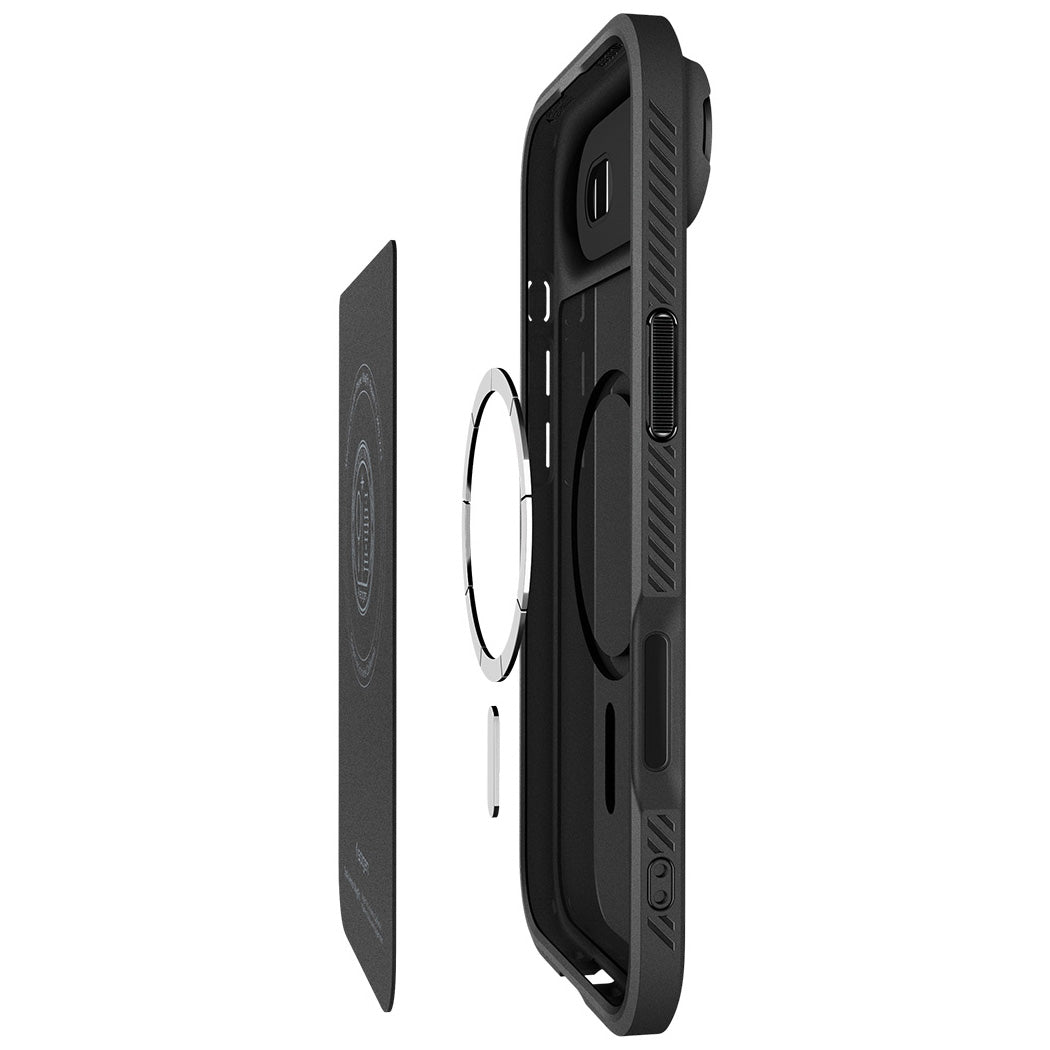 Handyhülle für iPhone Air, Spigen Optik Armor Mag mit MagSafe, Schwarz