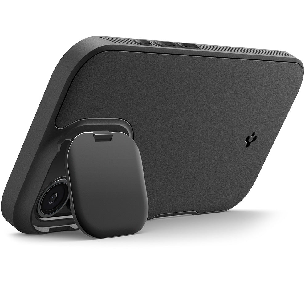 Handyhülle für iPhone 17, Spigen Optik Armor Mag mit MagSafe, Schwarz