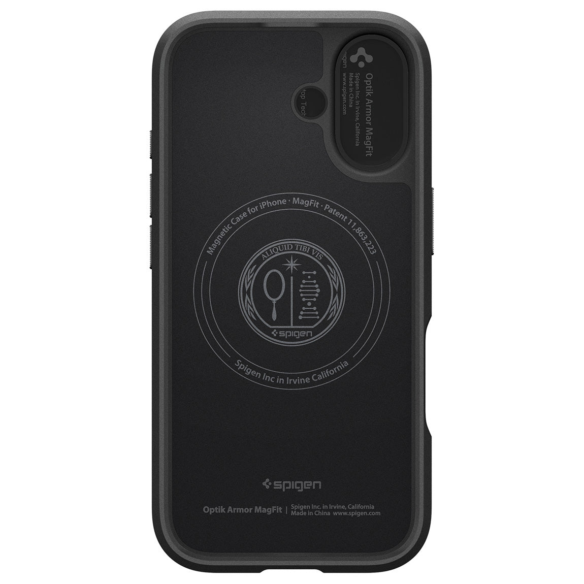 Handyhülle für iPhone 17, Spigen Optik Armor Mag mit MagSafe, Schwarz