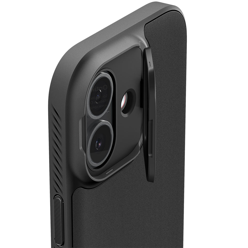 Handyhülle für iPhone 17, Spigen Optik Armor Mag mit MagSafe, Schwarz