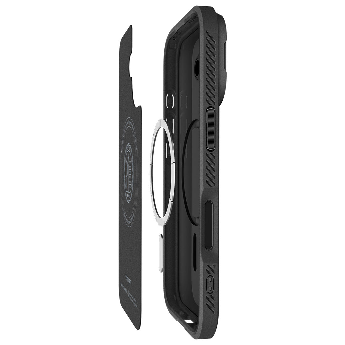 Handyhülle für iPhone 17, Spigen Optik Armor Mag mit MagSafe, Schwarz