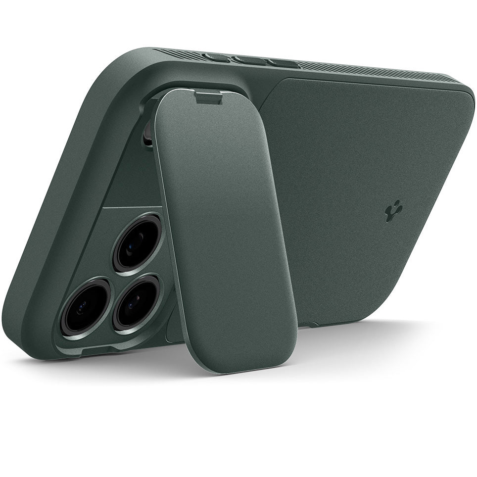 Handyhülle für iPhone 17 Pro, Spigen Optik Armor Mag mit MagSafe, Grün