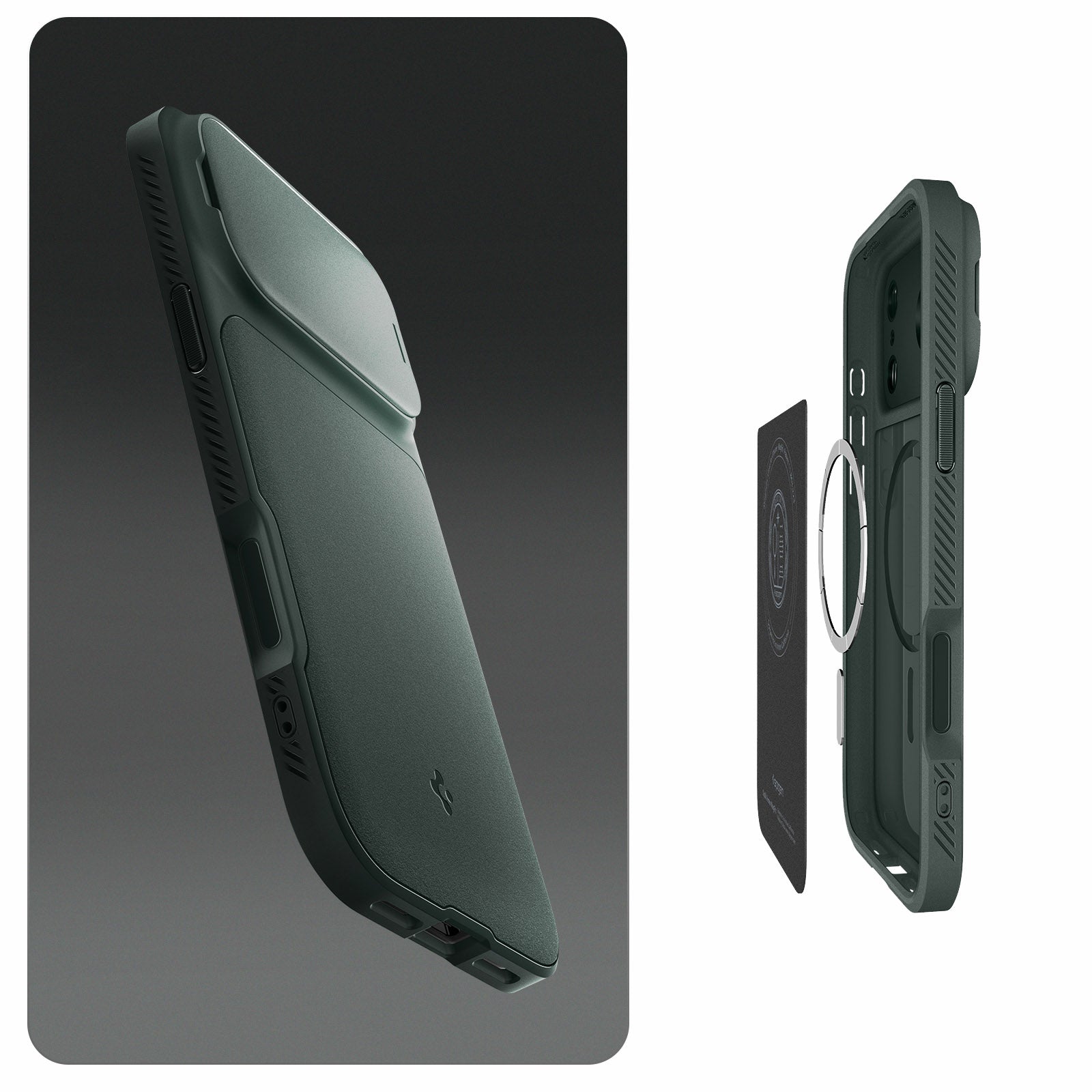 Handyhülle für iPhone 17 Pro, Spigen Optik Armor Mag mit MagSafe, Grün