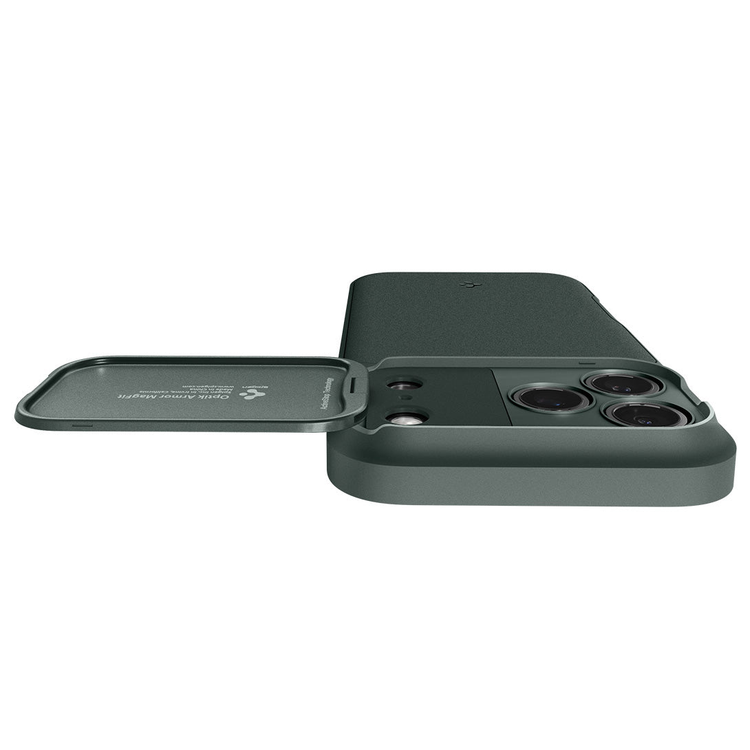 Handyhülle für iPhone 17 Pro Max, Spigen Optik Armor Mag mit MagSafe, Grün
