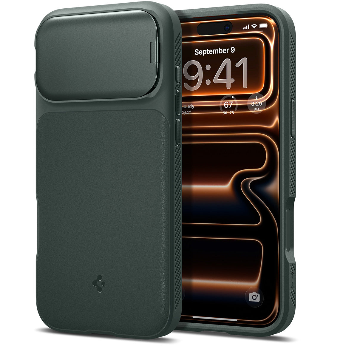 Handyhülle für iPhone 17 Pro Max, Spigen Optik Armor Mag mit MagSafe, Grün