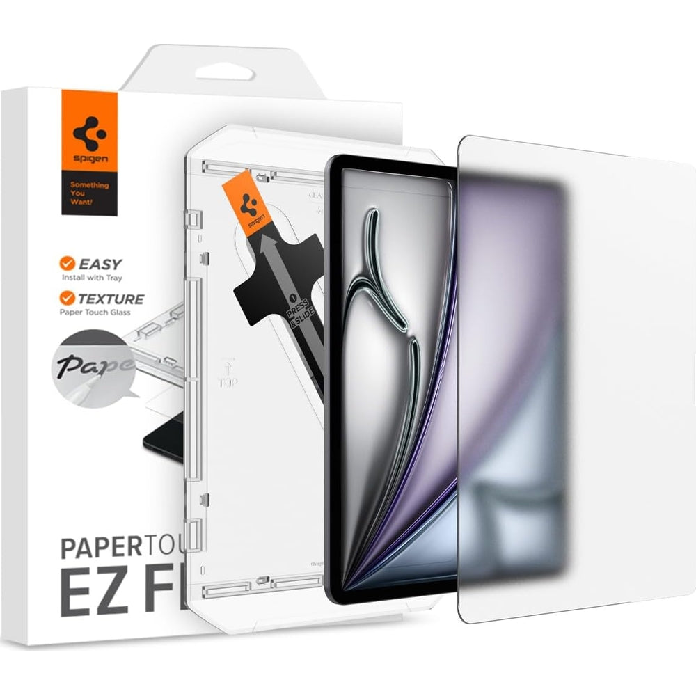 Glas + Applikator für iPad Air 13" 2025 / 2024, Spigen Paper Touch EZ Fit, Matt