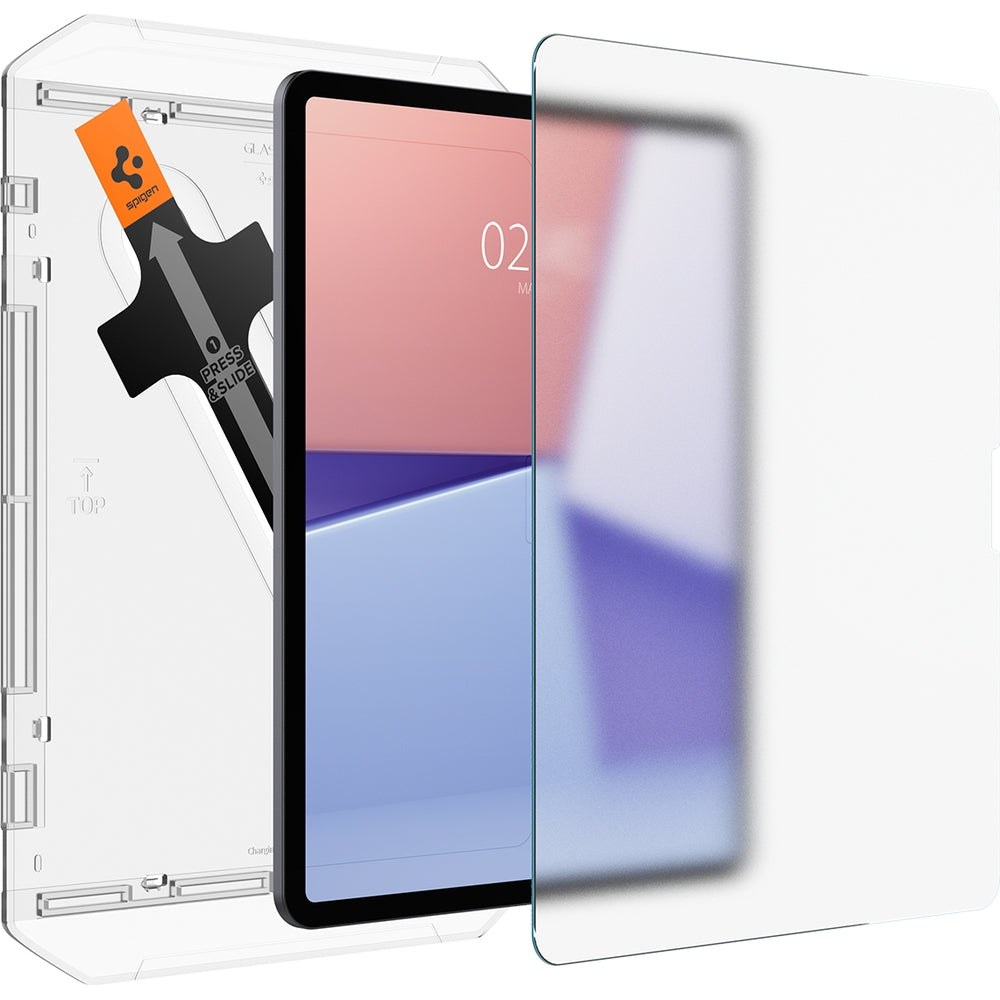 Glas + Applikator für iPad Air 13" 2025 / 2024, Spigen Paper Touch EZ Fit, Matt