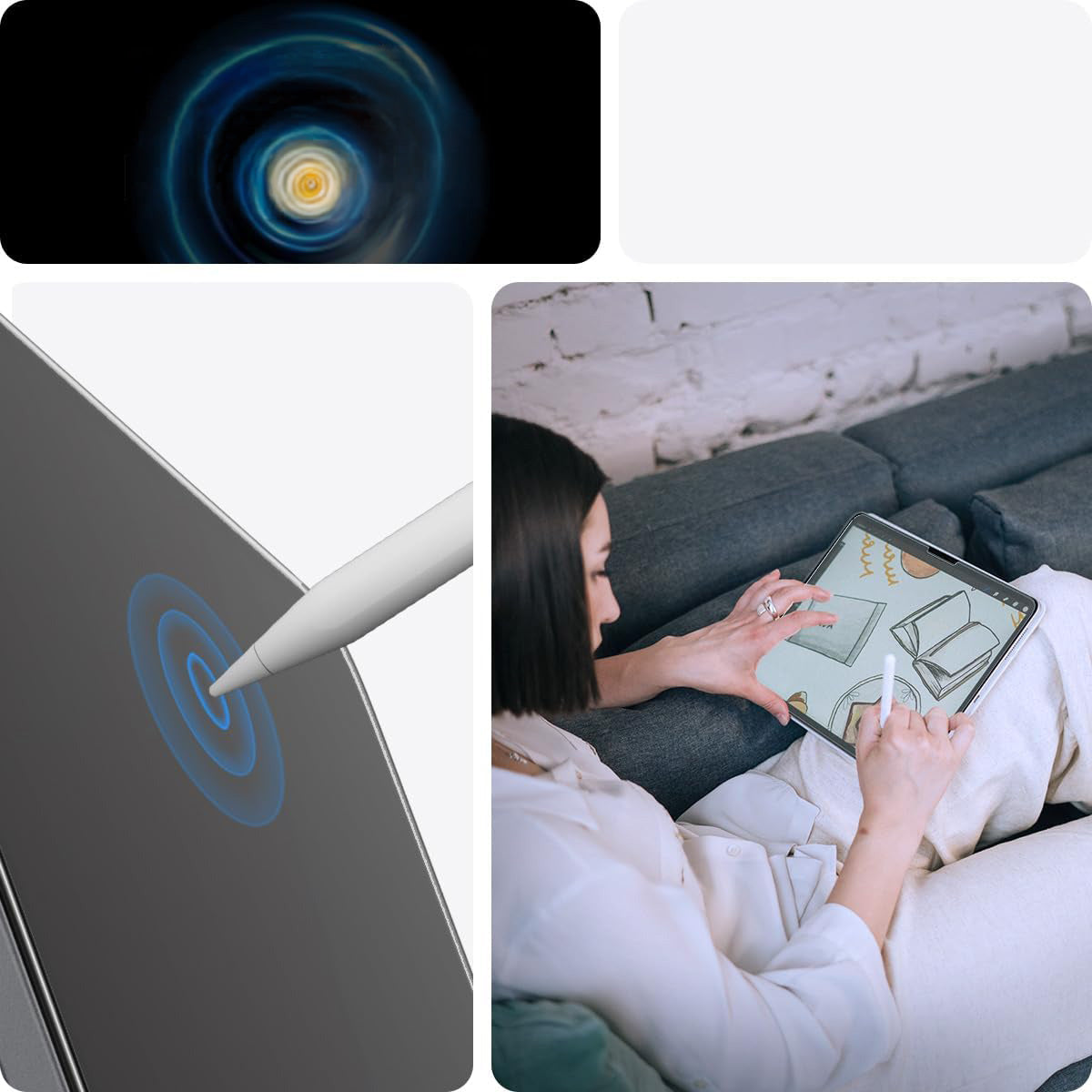 Glas + Applikator für iPad Air 13" 2025 / 2024, Spigen Paper Touch EZ Fit, Matt
