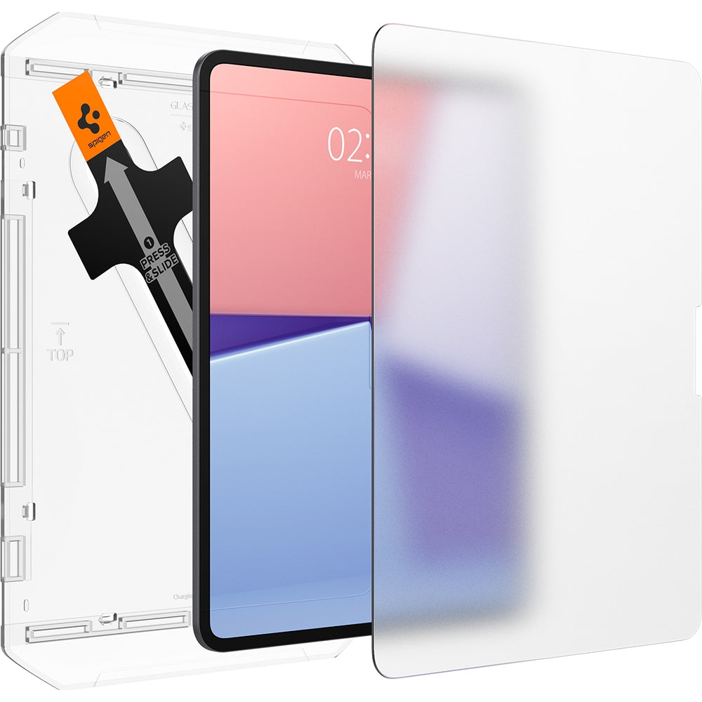 Glas + Applikator für iPad Pro 13" 7 gen. 2024, Spigen Paper Touch EZ Fit, Matt