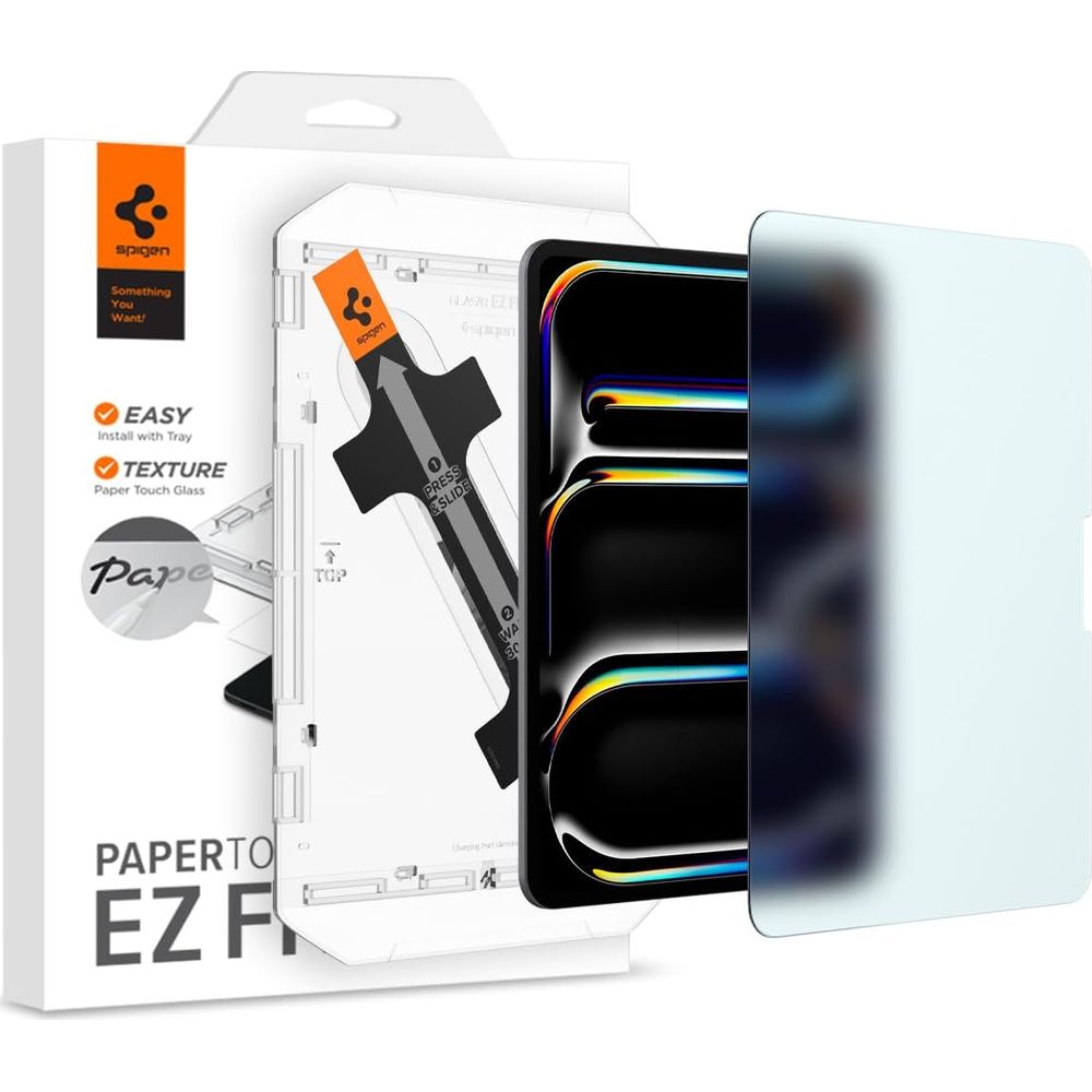 Glas + Applikator für iPad Pro 11" 2025 / 2024, Spigen Paper Touch EZ Fit, Matt