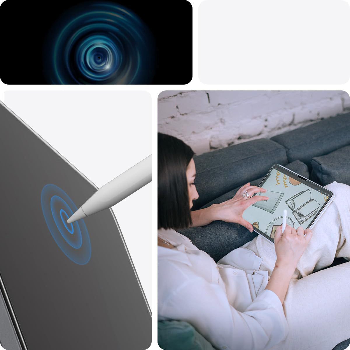 Glas + Applikator für iPad Pro 11" 2025 / 2024, Spigen Paper Touch EZ Fit, Matt
