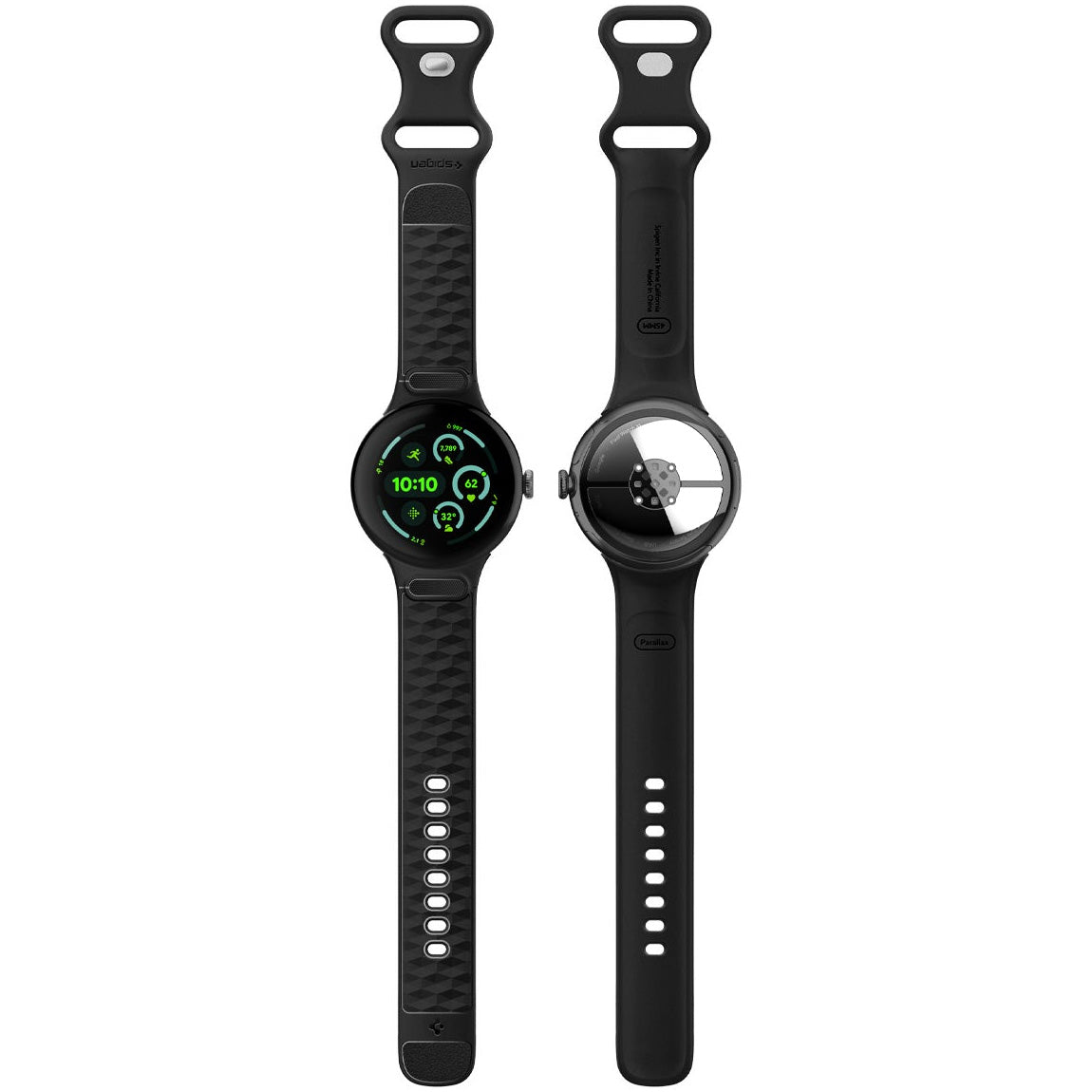 Armband für Google Pixel Watch 5 (45mm) / 4 (45mm) / 3 (45mm), Spigen Parallax Band, Schwarz