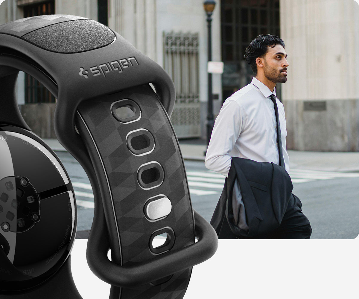 Armband für Google Pixel Watch 5 (45mm) / 4 (45mm) / 3 (45mm), Spigen Parallax Band, Schwarz