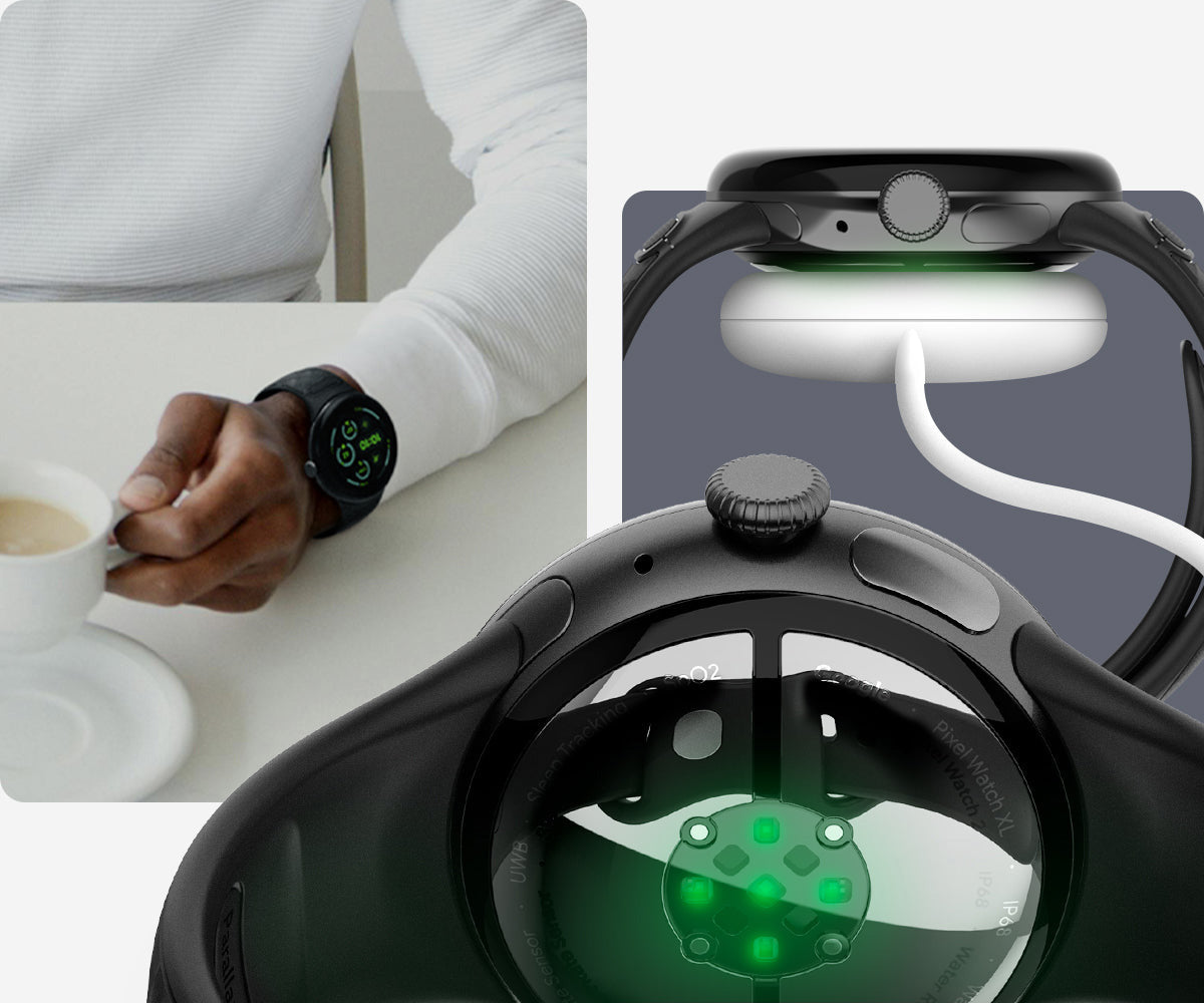 Armband für Google Pixel Watch 5 (45mm) / 4 (45mm) / 3 (45mm), Spigen Parallax Band, Schwarz