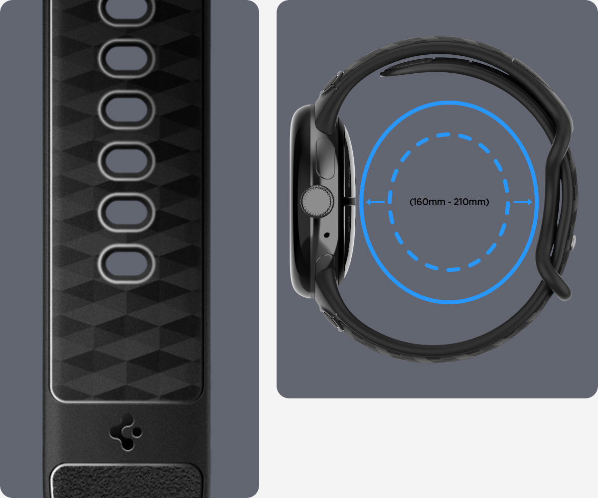 Armband für Google Pixel Watch 5 (45mm) / 4 (45mm) / 3 (45mm), Spigen Parallax Band, Schwarz