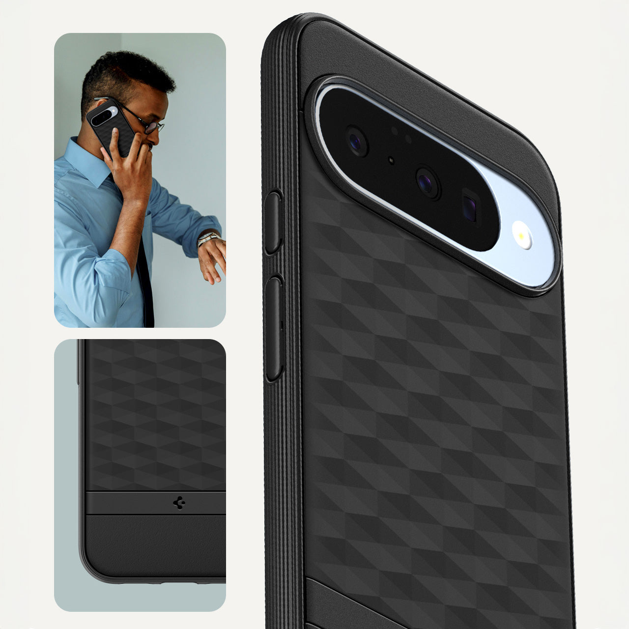 Handyhülle für Google Pixel 10 Pro / Pixel 10, Spigen Parallax Mag mit MagSafe, Schwarz