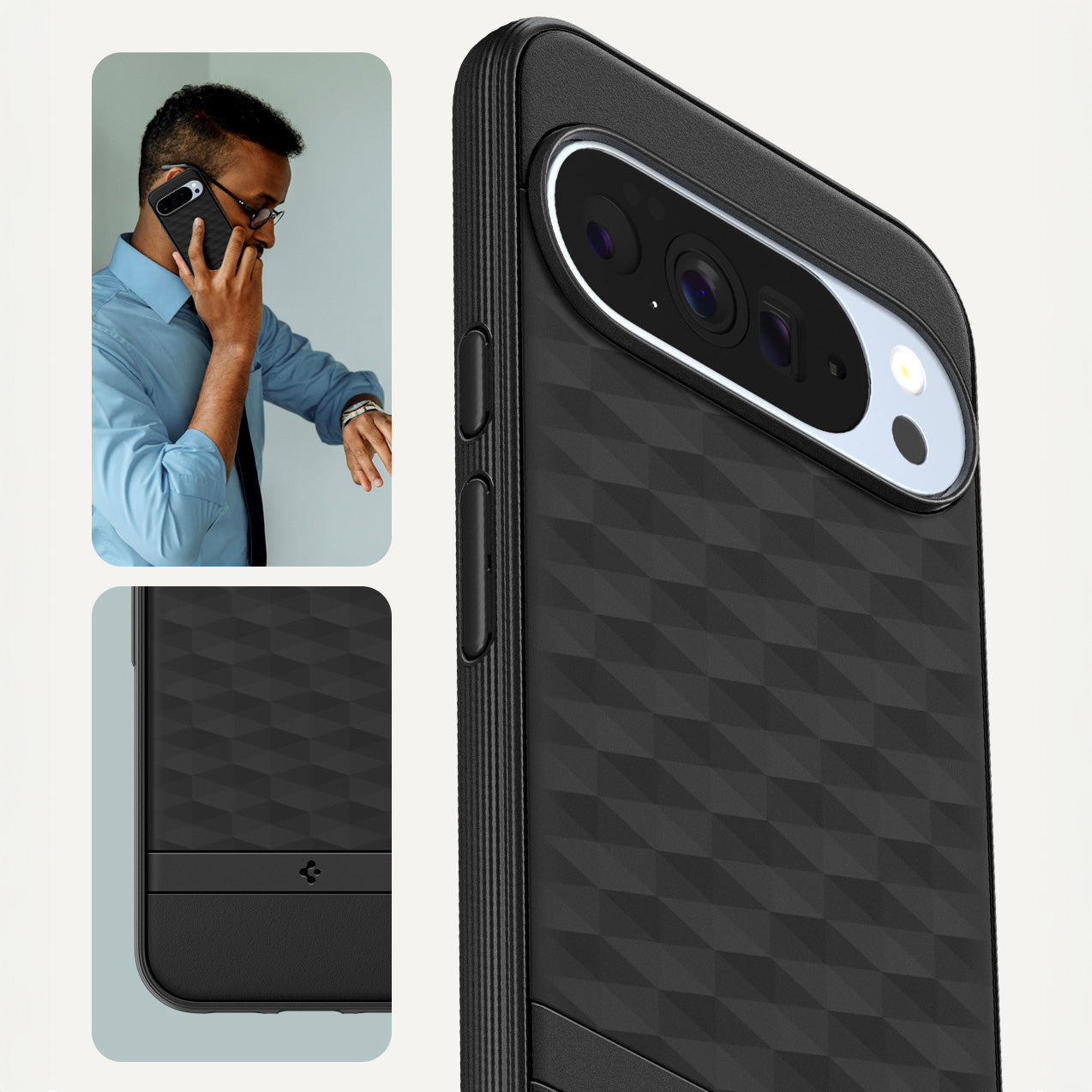 Handyhülle für Google Pixel 10 Pro XL, Spigen Parallax Mag mit MagSafe, Schwarz