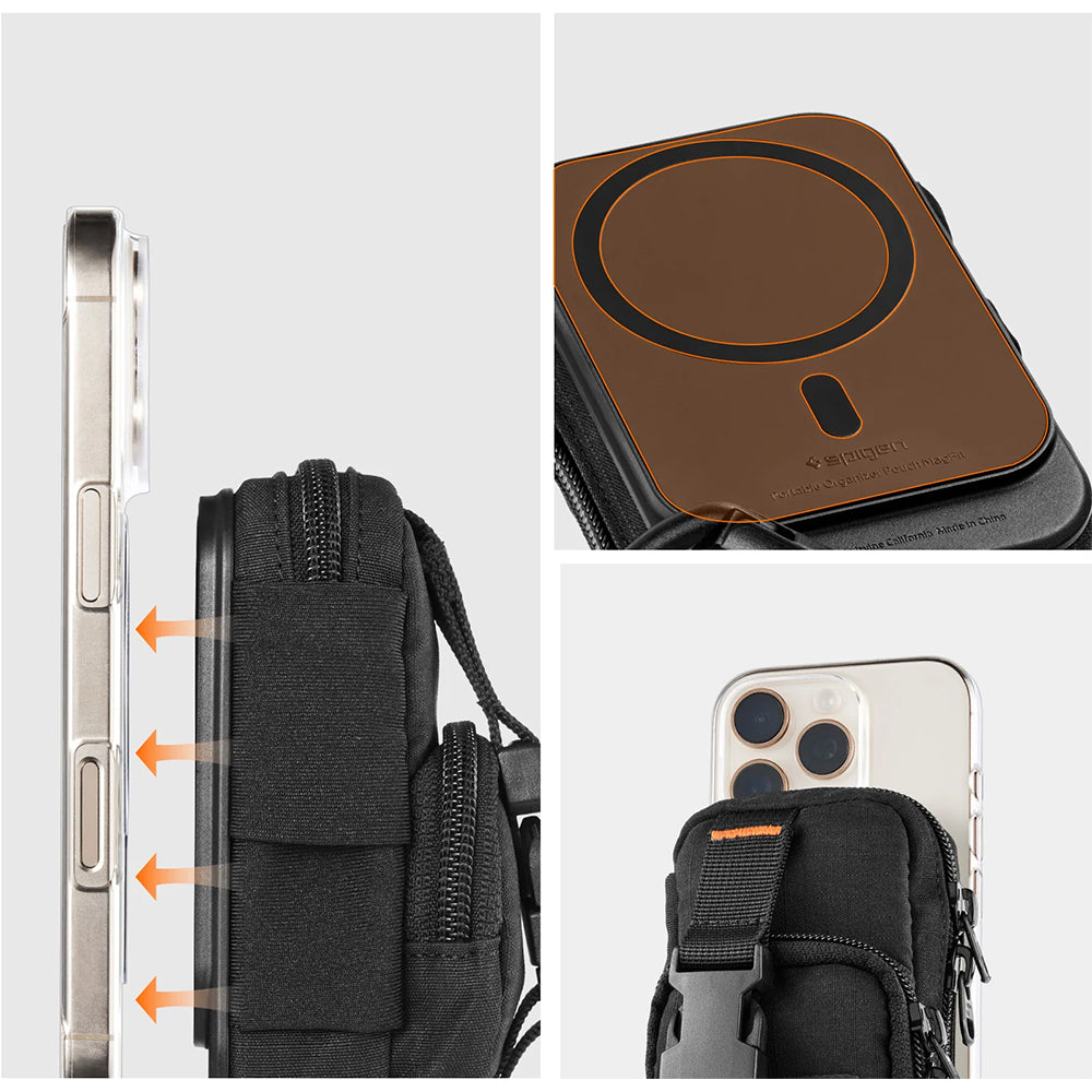 Kompakte Tasche mit MagSafe Befestigung Spigen SnapZip, Schwarz