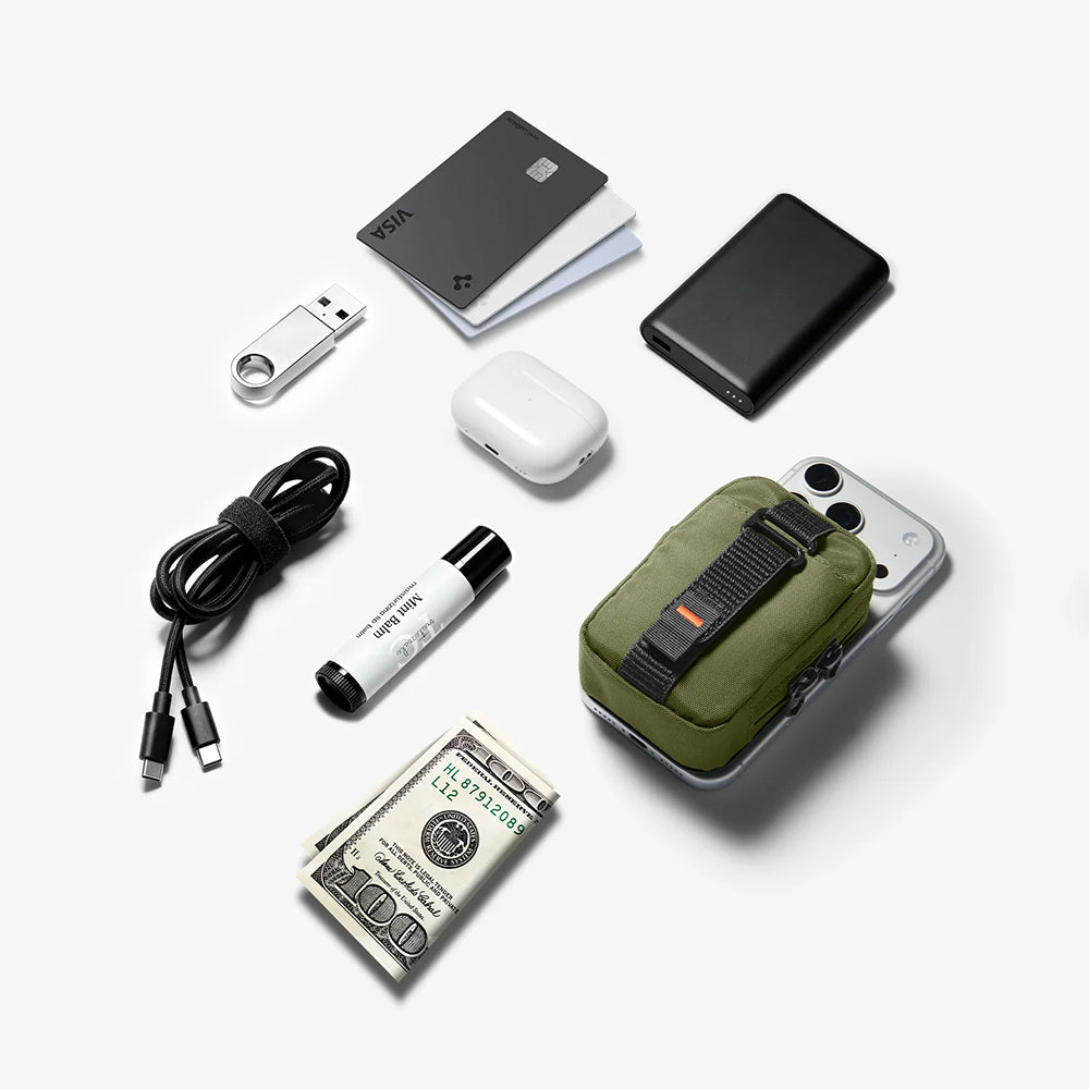 Magnetische Tasche für MagSafe, Spigen Organizer Pouch Tintap, Olivgrün