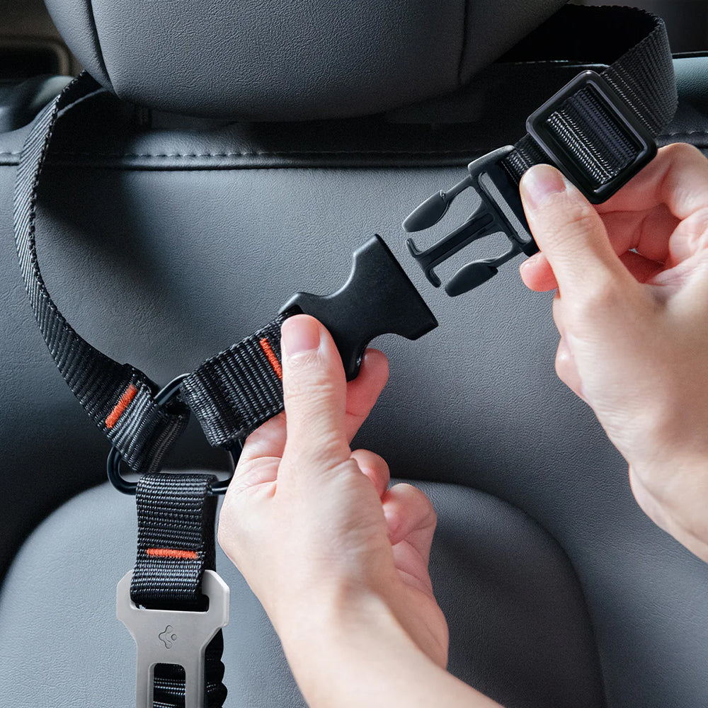 Autosicherheitsgurt für Hunde für Kopfstütze oder Gurtschloss, Spigen Pet Car Seatbelt Tether, Schwarz