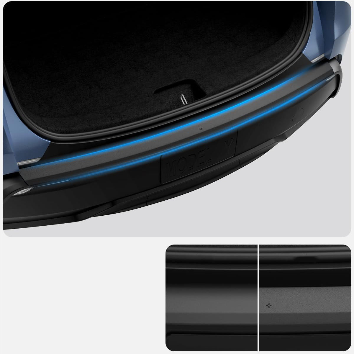 Schutzfolie für die Ladefläche / das Heck für Tesla Model Y Juniper 2025-2026, Spigen Rear Bumper Protector, Schwarz