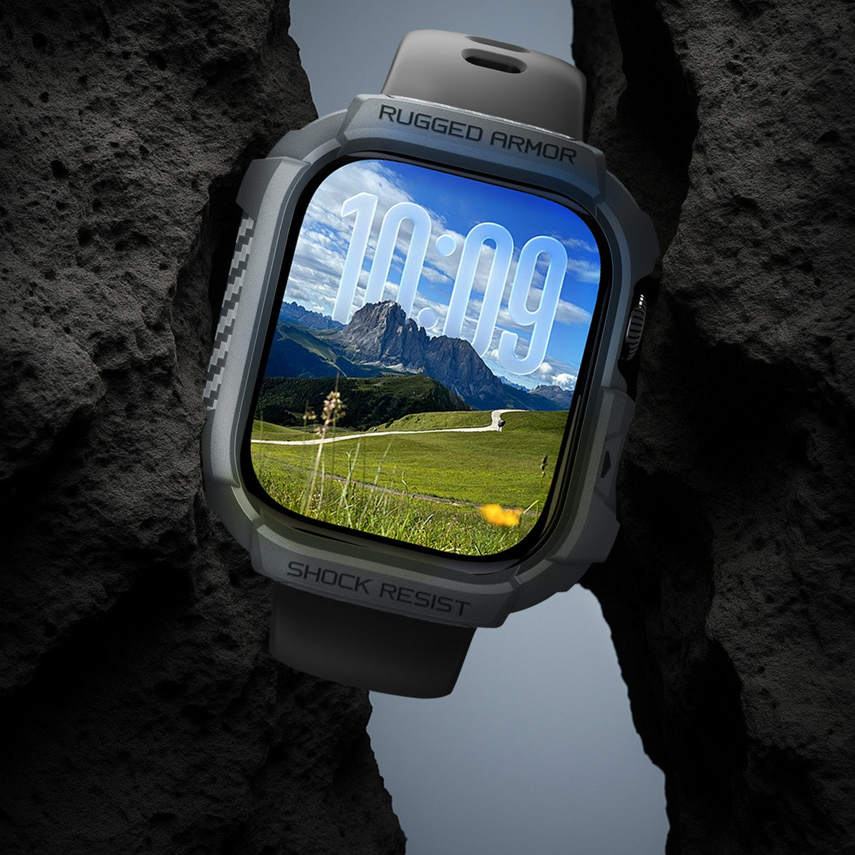 Schutzhülle für Apple Watch 11 / 10 46 mm, Spigen Rugged Armor 2, Grau