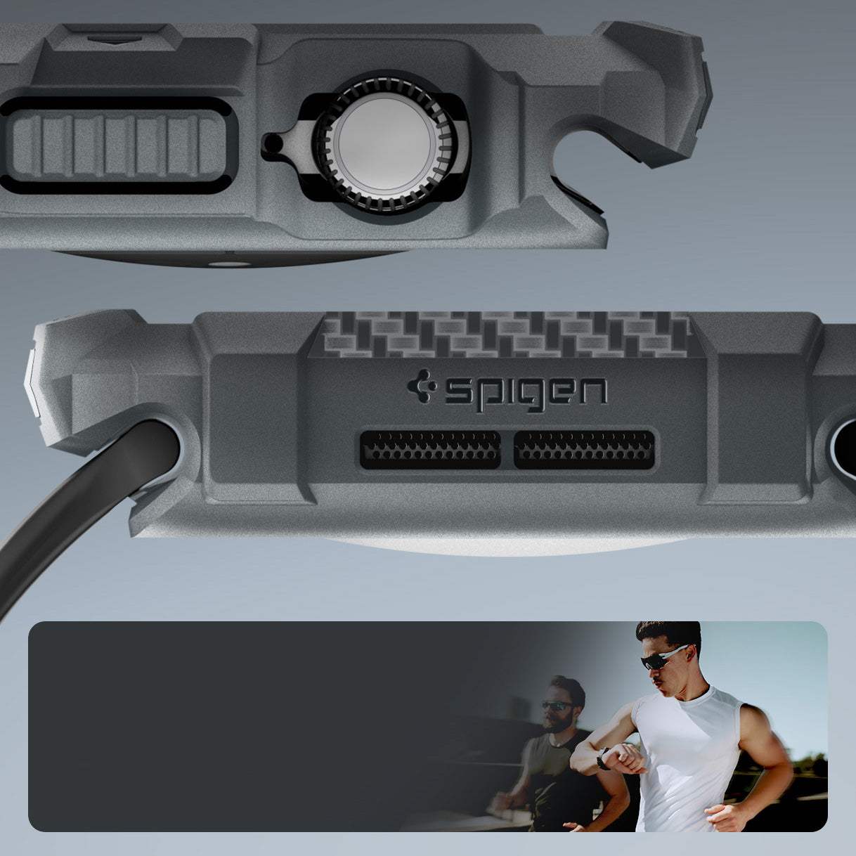 Schutzhülle für Apple Watch 11 / 10 46 mm, Spigen Rugged Armor 2, Grau