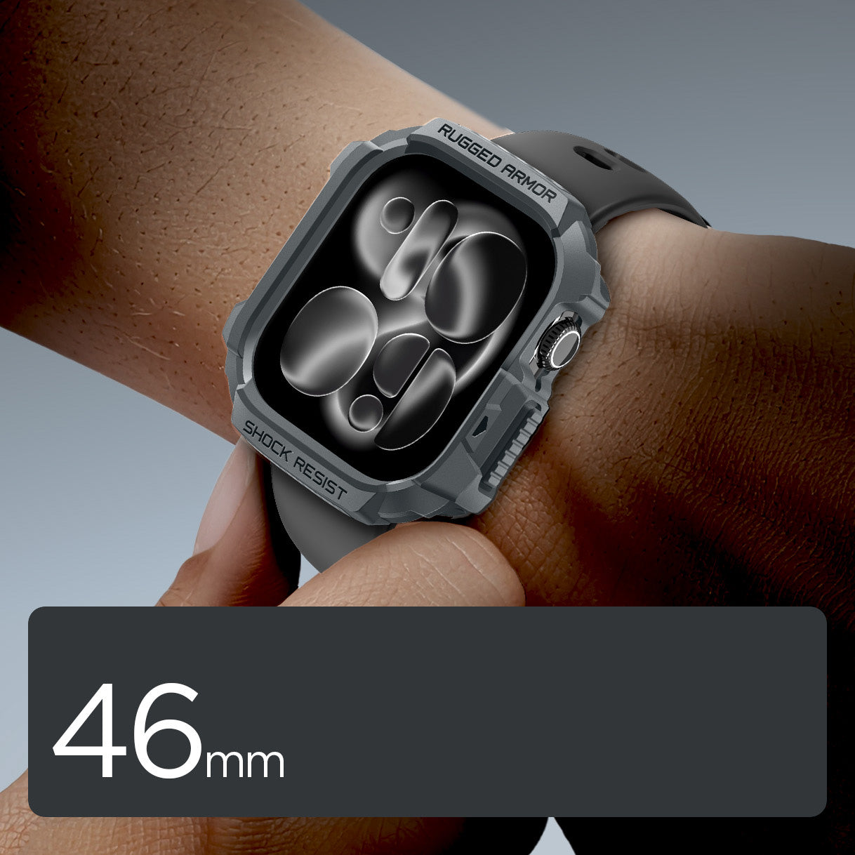 Schutzhülle für Apple Watch 11 / 10 46 mm, Spigen Rugged Armor 2, Grau