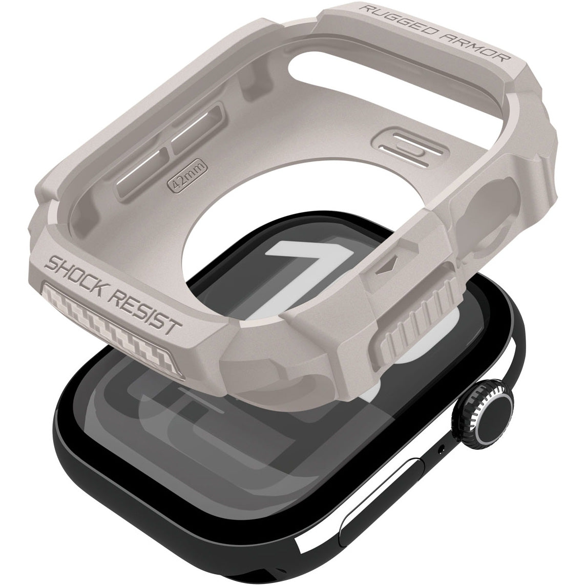 Schutzhülle für Apple Watch 11 / 10 42 mm, Spigen Rugged Armor 2, Beige