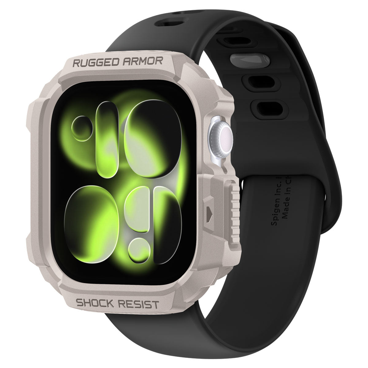 Schutzhülle für Apple Watch 11 / 10 42 mm, Spigen Rugged Armor 2, Beige
