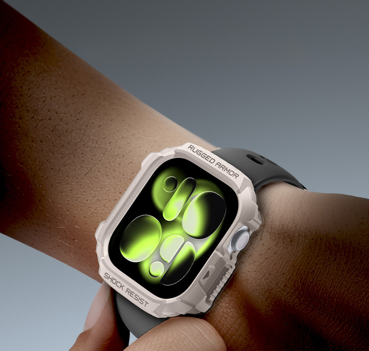 Schutzhülle für Apple Watch 11 / 10 42 mm, Spigen Rugged Armor 2, Beige