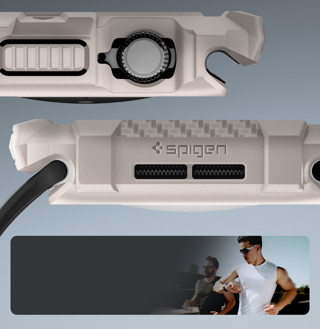 Schutzhülle für Apple Watch 11 / 10 42 mm, Spigen Rugged Armor 2, Beige