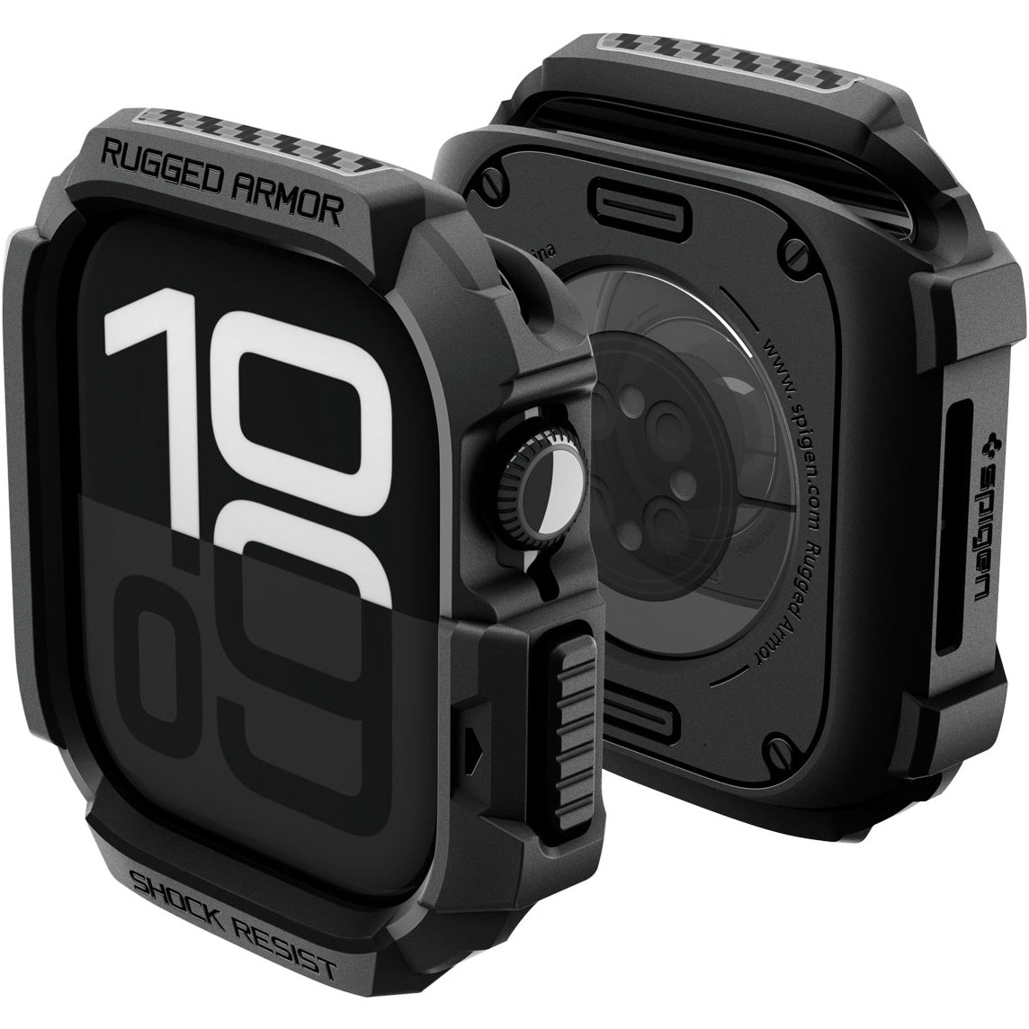 Schutzhülle für Apple Watch 11 / 10 42 mm, Spigen Rugged Armor 2, Schwarz