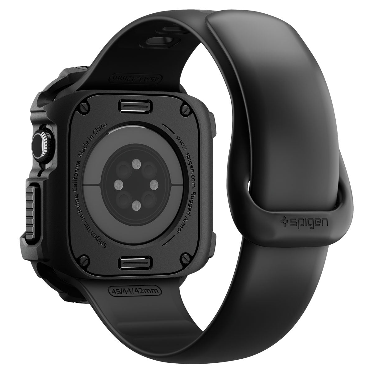 Schutzhülle für Apple Watch 11 / 10 42 mm, Spigen Rugged Armor 2, Schwarz