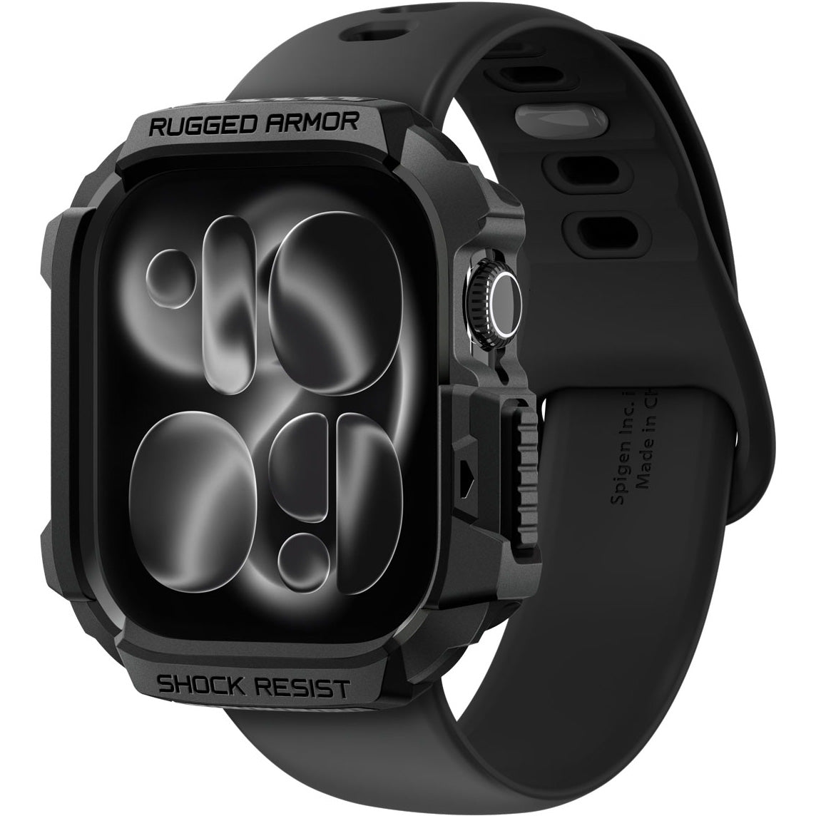 Schutzhülle für Apple Watch 11 / 10 42 mm, Spigen Rugged Armor 2, Schwarz