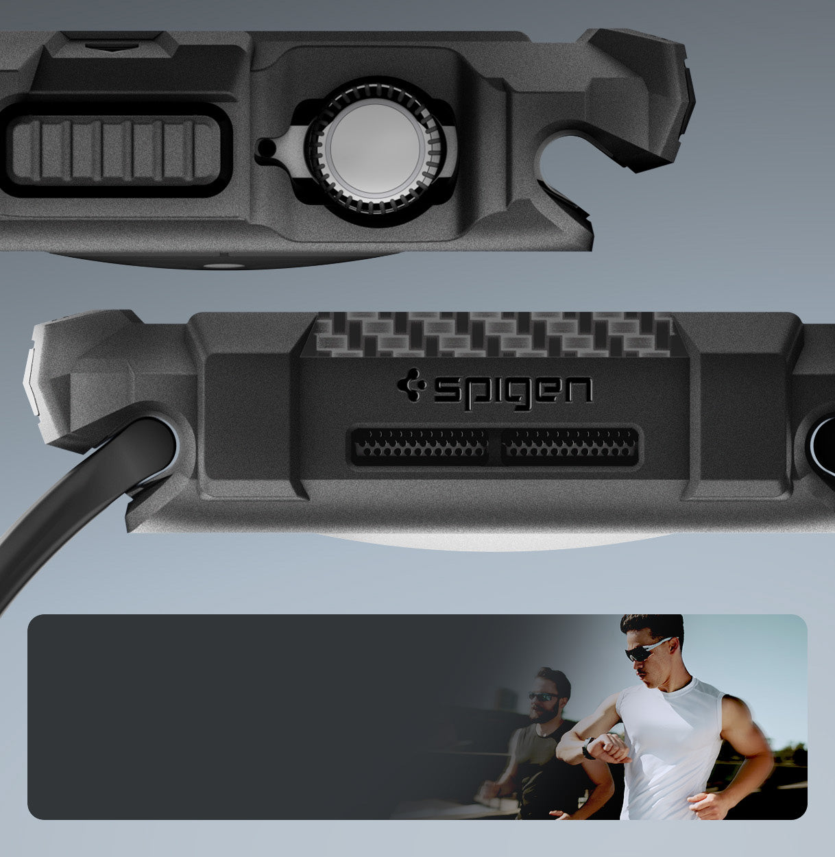 Schutzhülle für Apple Watch 11 / 10 42 mm, Spigen Rugged Armor 2, Schwarz
