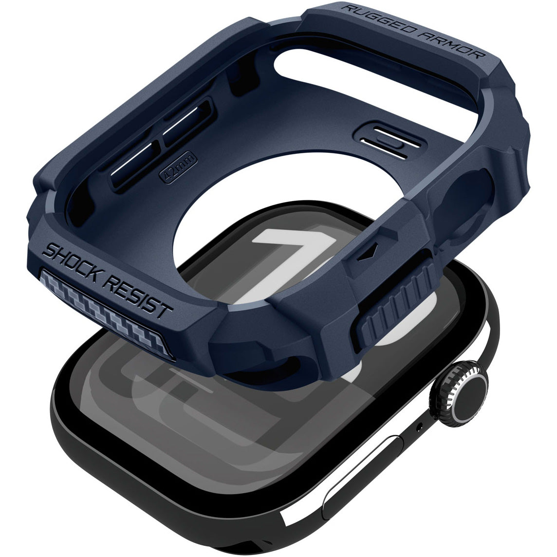 Schutzhülle für Apple Watch 11 / 10 42 mm, Spigen Rugged Armor 2, Dunkelblau