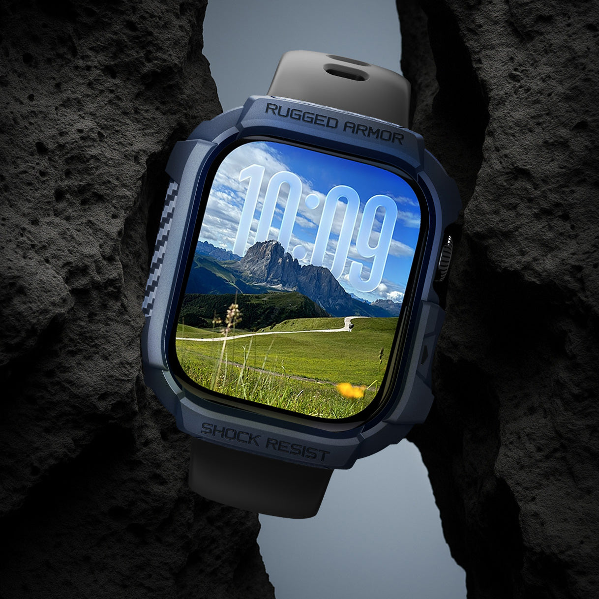 Schutzhülle für Apple Watch 11 / 10 42 mm, Spigen Rugged Armor 2, Dunkelblau