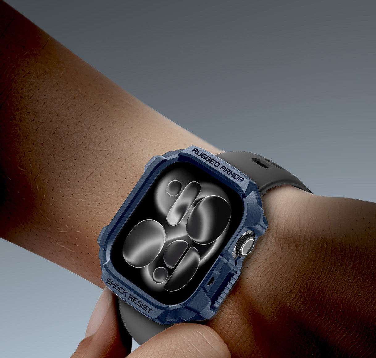 Schutzhülle für Apple Watch 11 / 10 42 mm, Spigen Rugged Armor 2, Dunkelblau