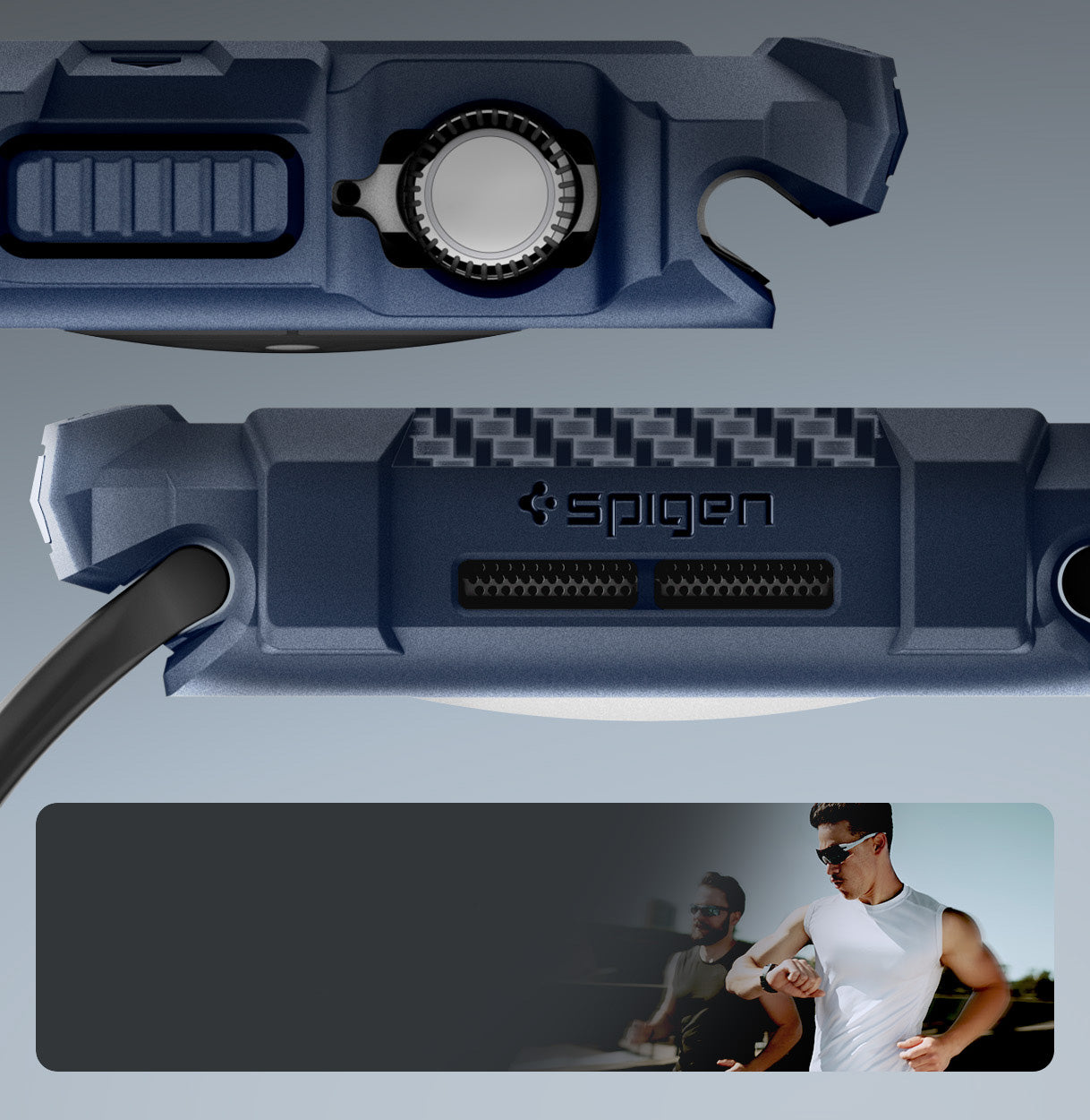 Schutzhülle für Apple Watch 11 / 10 42 mm, Spigen Rugged Armor 2, Dunkelblau