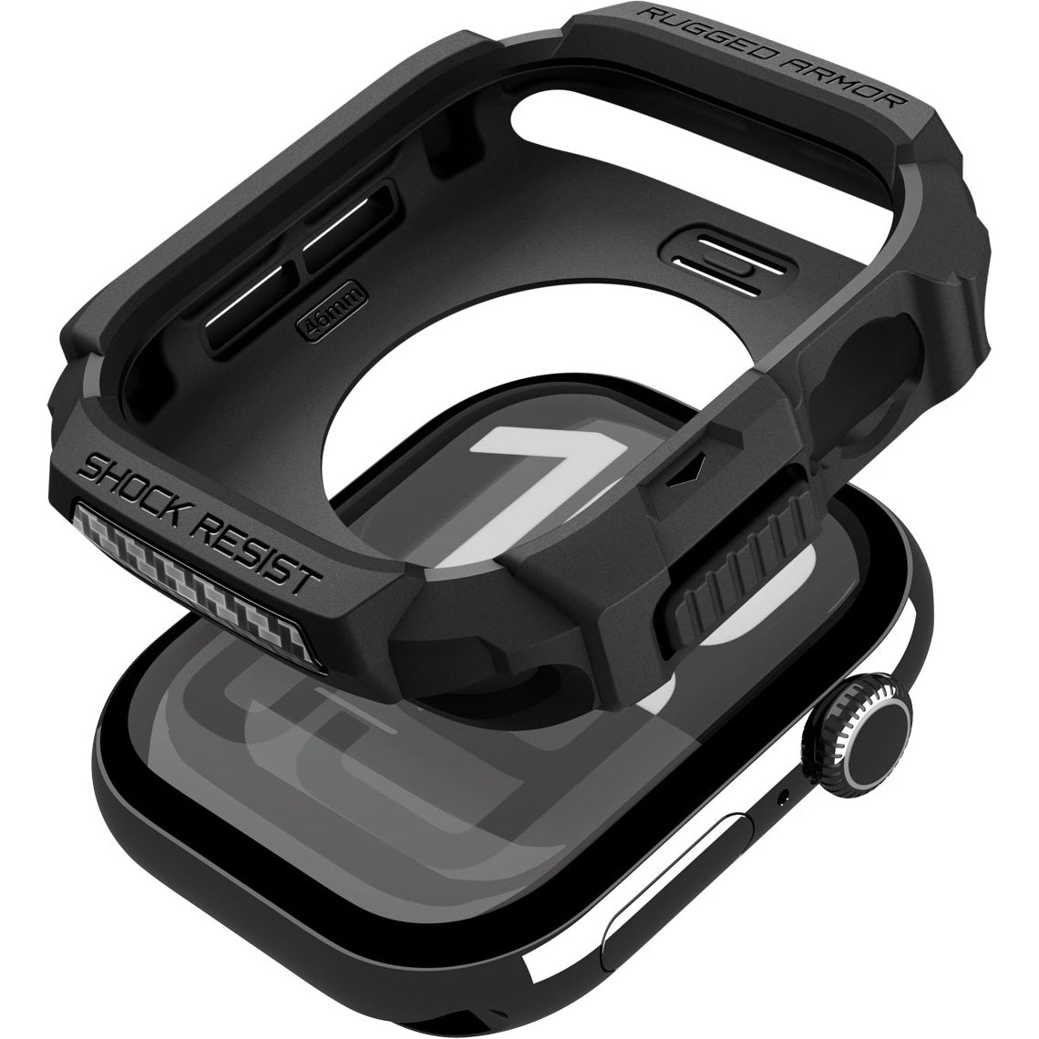 Schutzhülle für Apple Watch 11 / 10 46 mm, Spigen Rugged Armor 2, Schwarz