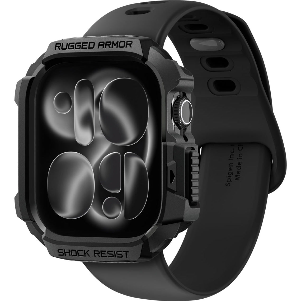 Schutzhülle für Apple Watch 11 / 10 46 mm, Spigen Rugged Armor 2, Schwarz