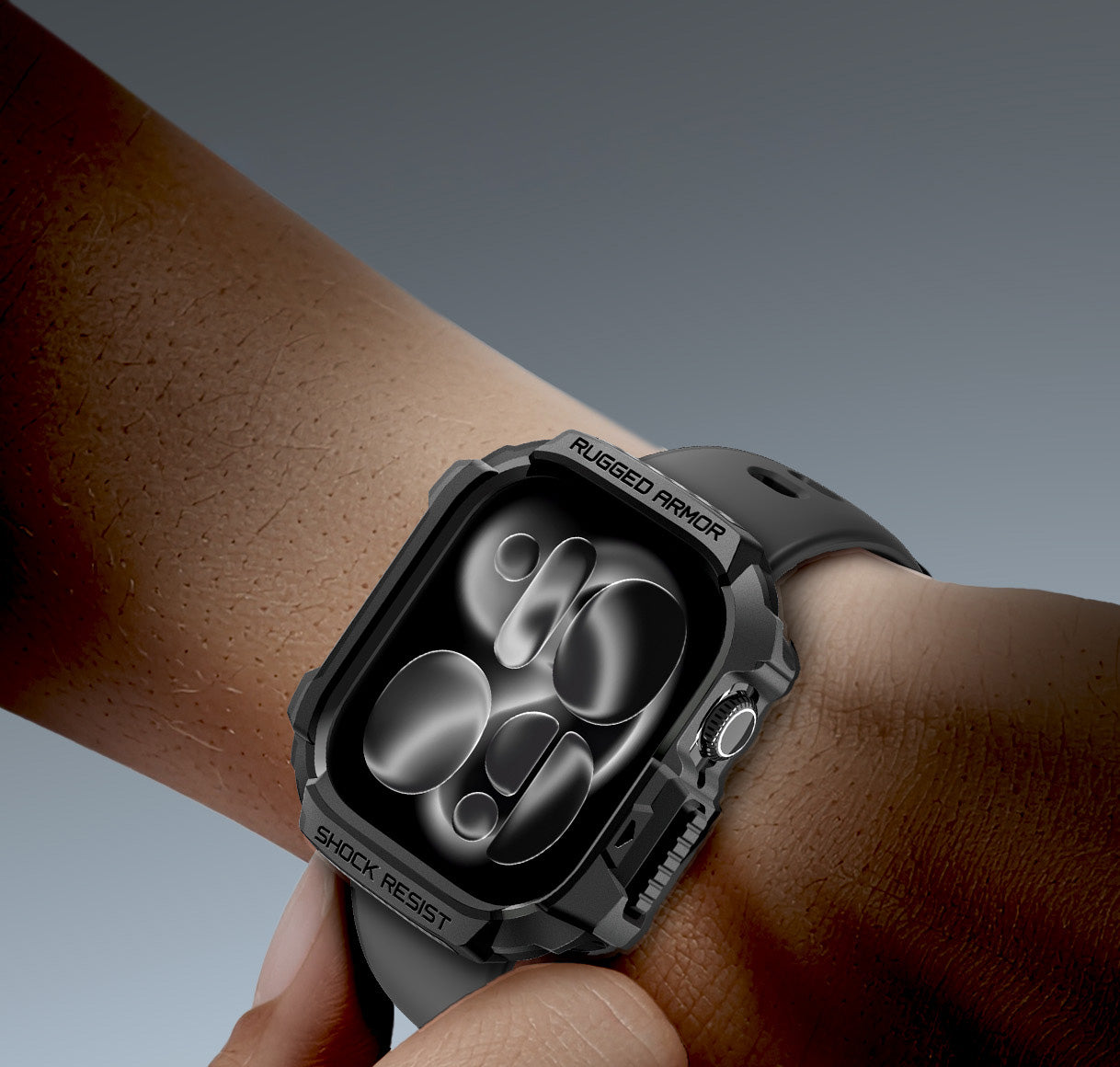 Schutzhülle für Apple Watch 11 / 10 46 mm, Spigen Rugged Armor 2, Schwarz