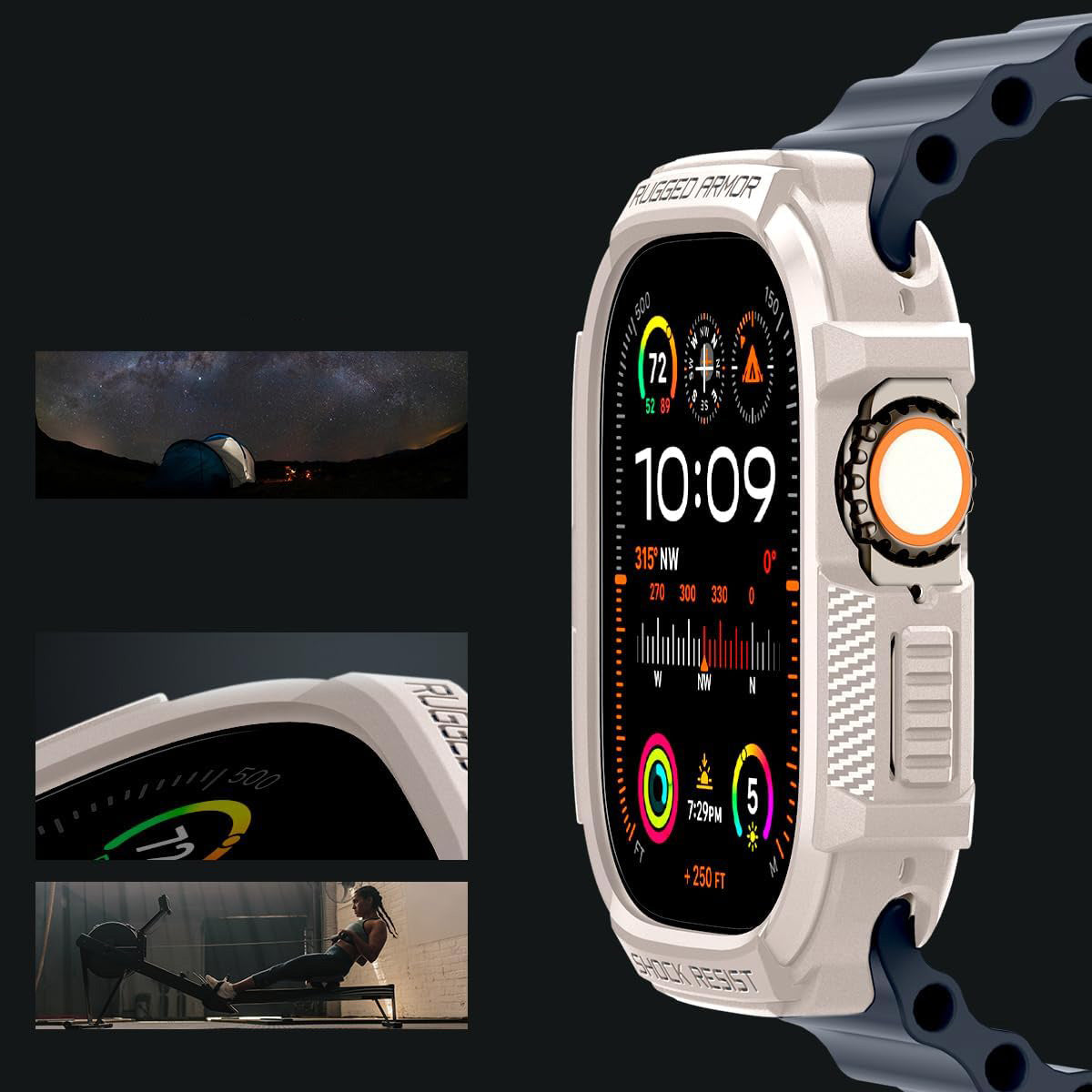 Schutzhülle für Apple Watch Ultra 3/2/1 49mm, Spigen Rugged Armor, Beige