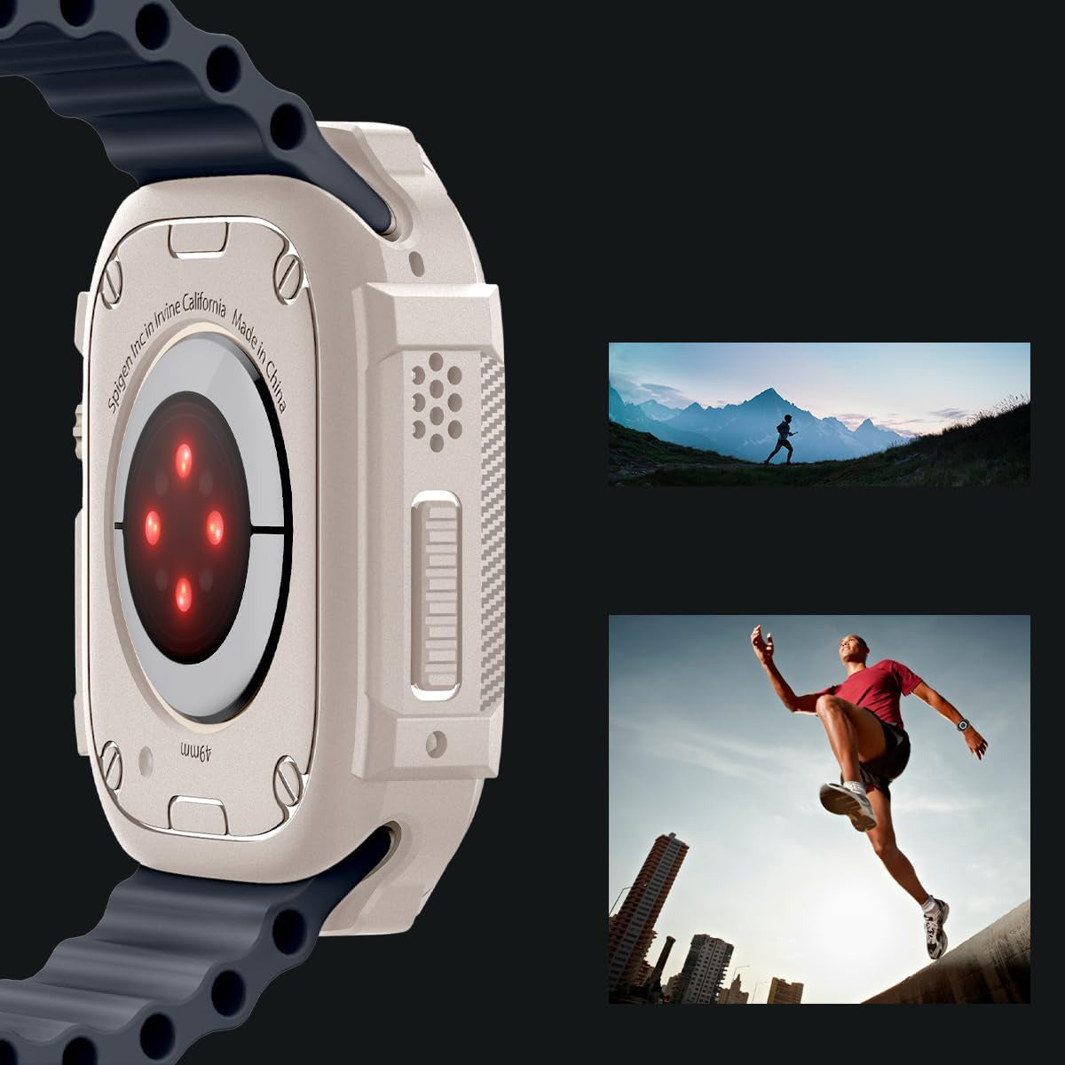 Schutzhülle für Apple Watch Ultra 3/2/1 49mm, Spigen Rugged Armor, Beige