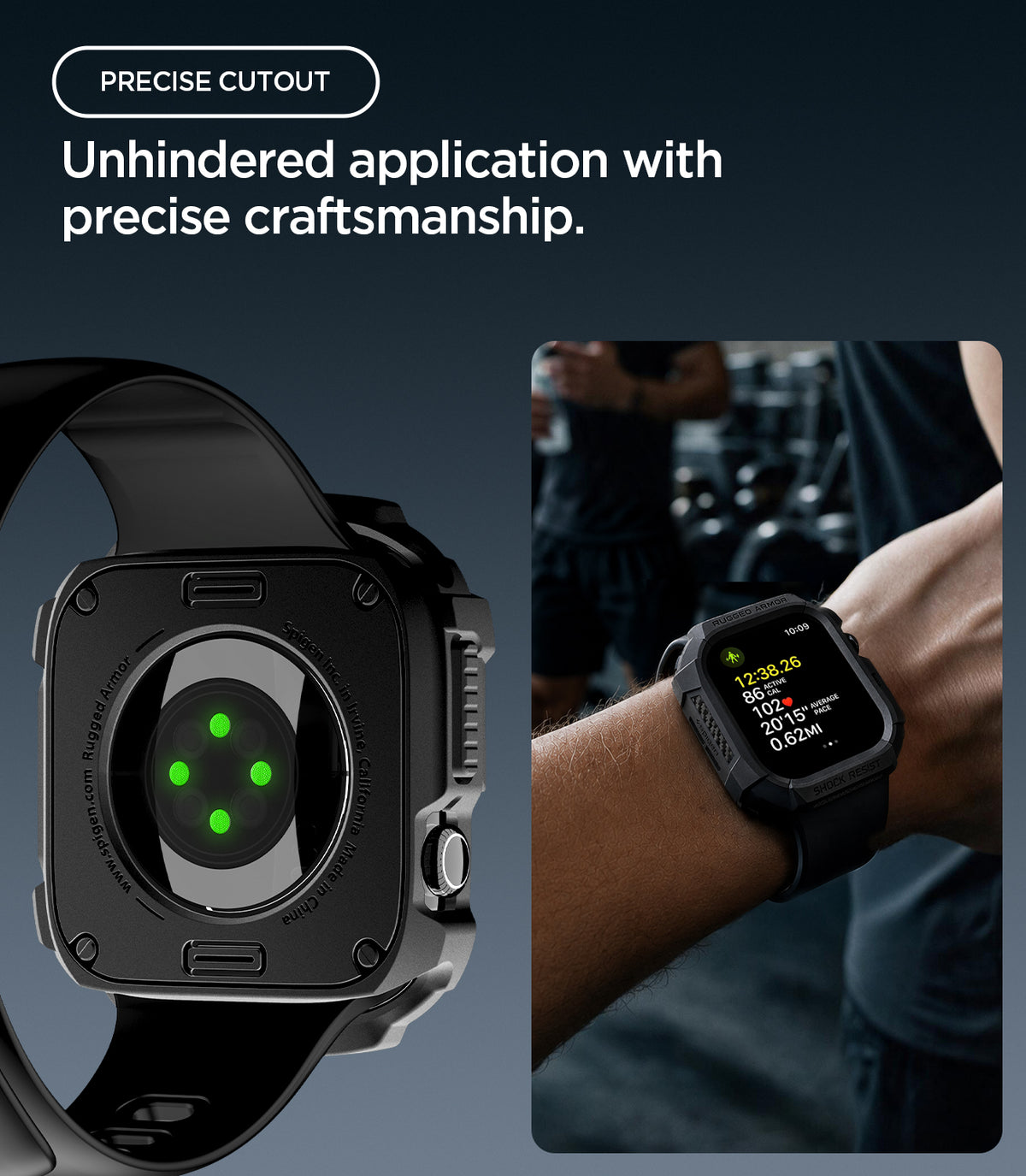 Schutzhülle für Apple Watch Series 12 42mm, Spigen Rugged Armor, Schwarz (2/11)
