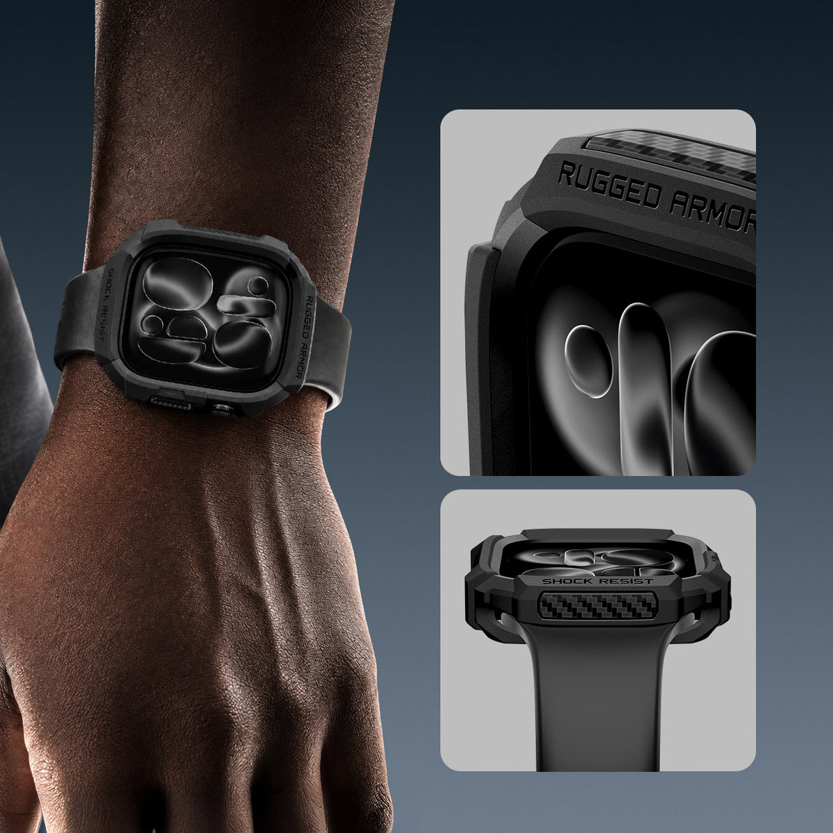 Schutzhülle für Apple Watch Series 12 46mm, Spigen Rugged Armor, Schwarz (4/11)